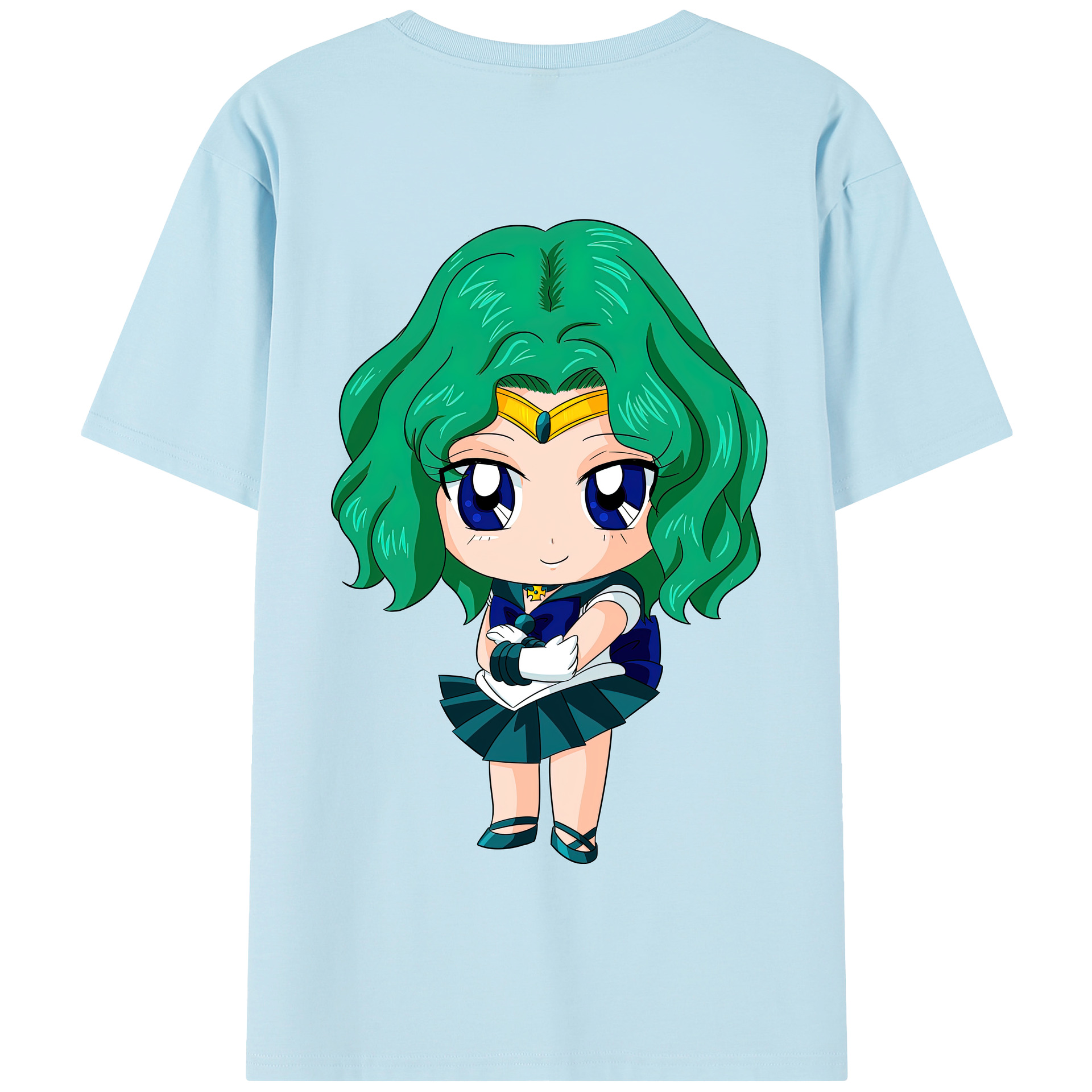 （画像用） 美少女戦士セーラームーン 海王 みちる（かいおう みちる） Sailor Moon Kaiou Michiru 綿100％半袖Tシャツ（背面プリント）